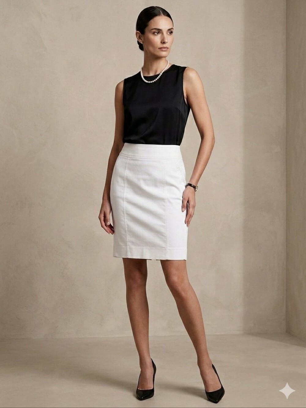 White House Black Market White Pencil Skirt Career Office Formal